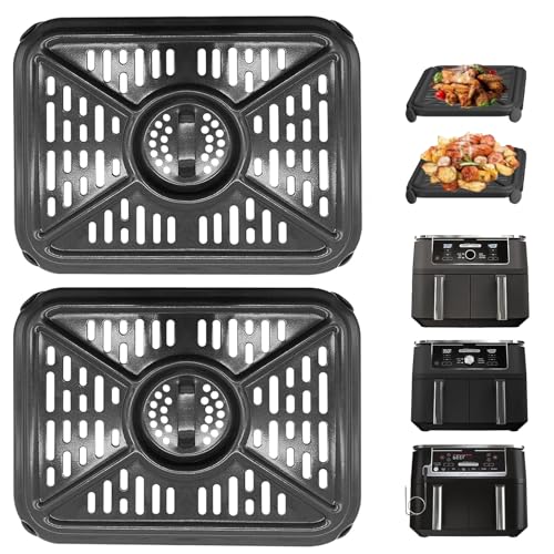 GWY Air Fryer Grill Pan for Ninja Foodi DZ401 DZ550 10 Quart DualZone Air Fryer Replacement Crisper Plate Grill Plate Tray Accessories with Rubber Bumpers Dishwasher Safe - Image 1