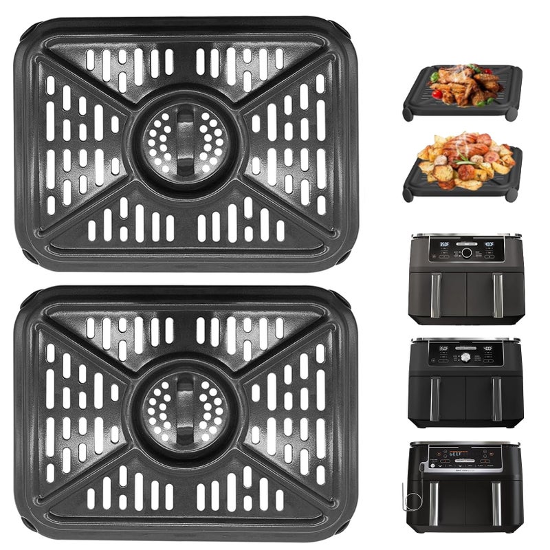 GWY Air Fryer Grill Pan for Ninja Foodi DZ401 DZ550 10 Quart DualZone Air Fryer Replacement Crisper Plate Grill Plate Tray Accessories with Rubber Bumpers Dishwasher Safe - Image 2