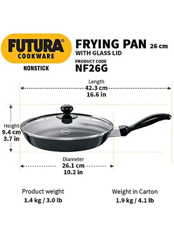 Hawkins Futura Nonstick Frying Pan With Glass Lid 26Cm 3.25Mm Thick 1.5 Liters Black - Image 3