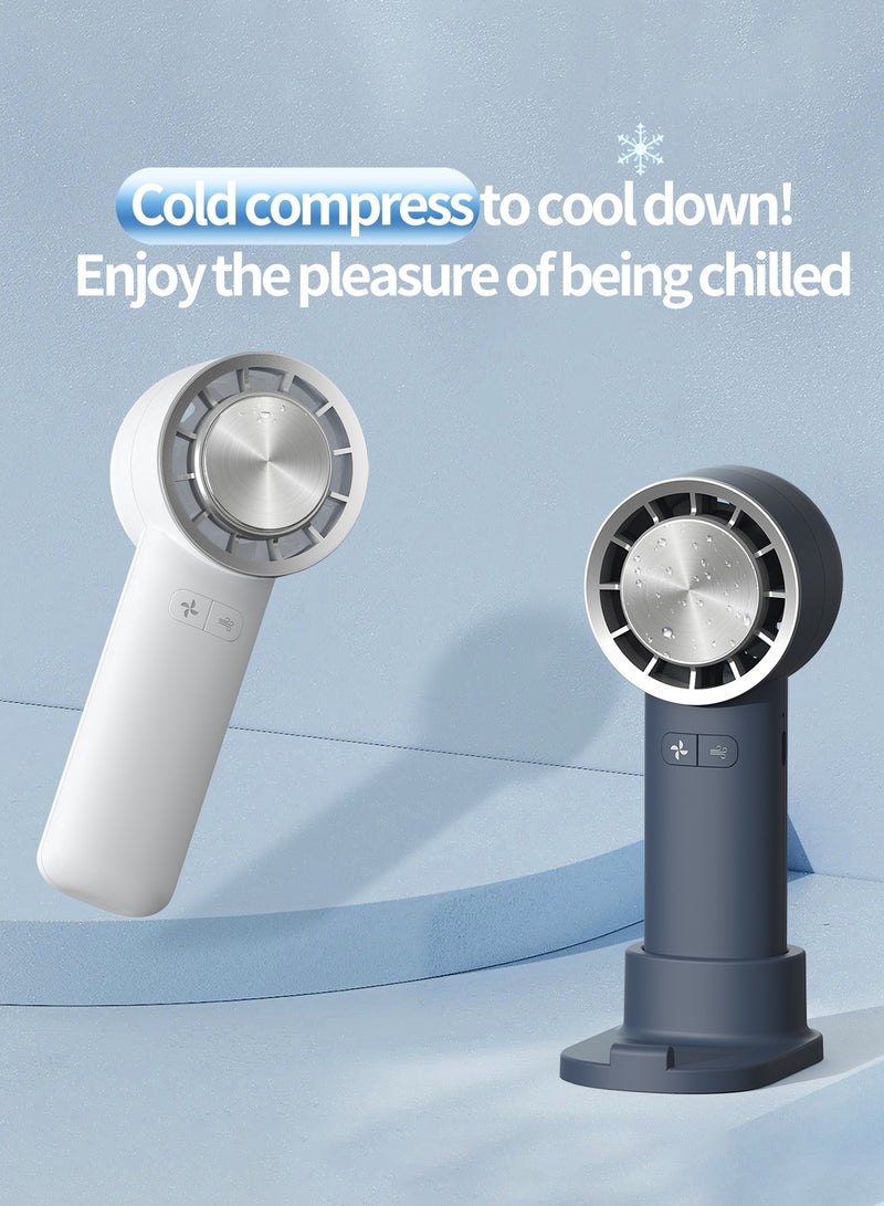 Luttec Ice Sense Semiconductor Handheld Mini Fan, Portable Mini Fan,, 3 Speed Cold Compressor Mini Fan with Base, USB-C Fast Charging, Home Office Outdoor Cooling Artifact, White  - Image 3
