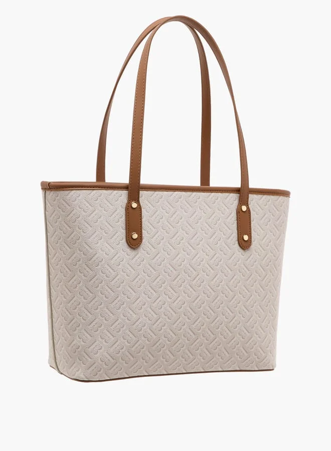 Flora Bella By Shoexpress Women Monogram Print Tote Bag with Zip Around Wallet