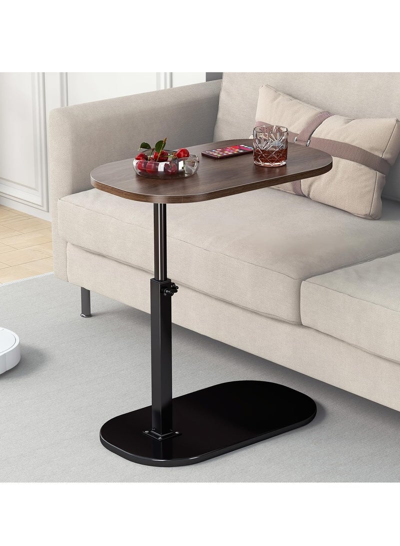 يوڠام طاولة جانبية على شكل C بارتفاع قابل للتعديل طاولة نهائية على شكل C دوران بدرجة 360 طاولات جانبية للأريكة طاولة قهوة على شكل C طاولة نهائية طاولة خدمة للأريكة والسرير وحوض الاستحمام مع سطح دوّار - Image 1