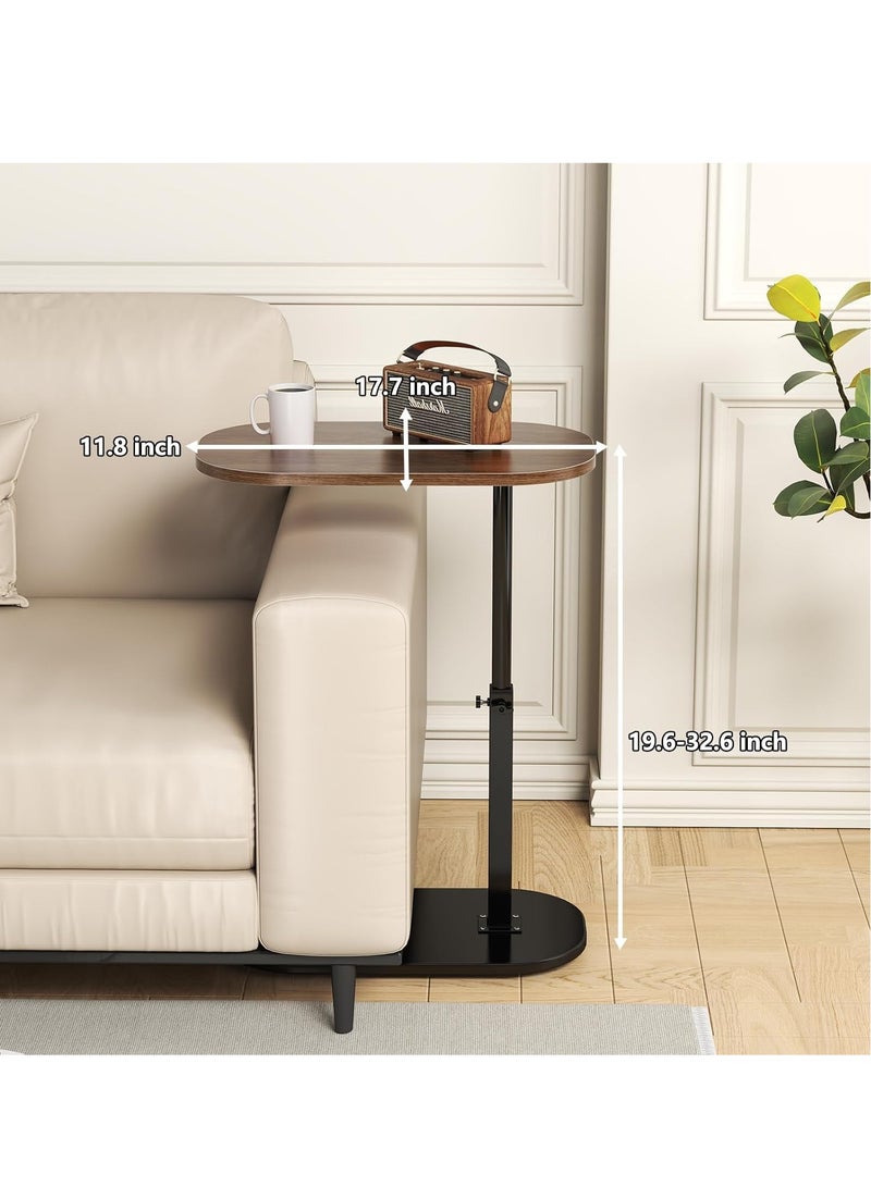 يوڠام طاولة جانبية على شكل C بارتفاع قابل للتعديل طاولة نهائية على شكل C دوران بدرجة 360 طاولات جانبية للأريكة طاولة قهوة على شكل C طاولة نهائية طاولة خدمة للأريكة والسرير وحوض الاستحمام مع سطح دوّار - Image 4