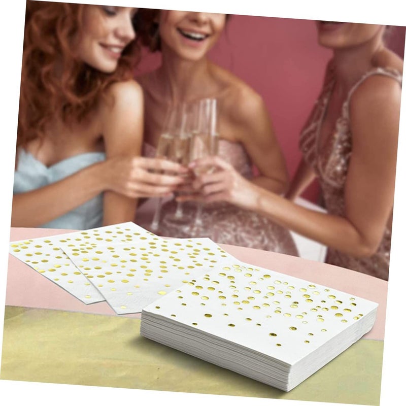 100 Pcs Golden Dot Pattern Decorated Foil Napkins Elegant Shiny Party Dinner Napkins For Weddings Celebrations Events - Image 3