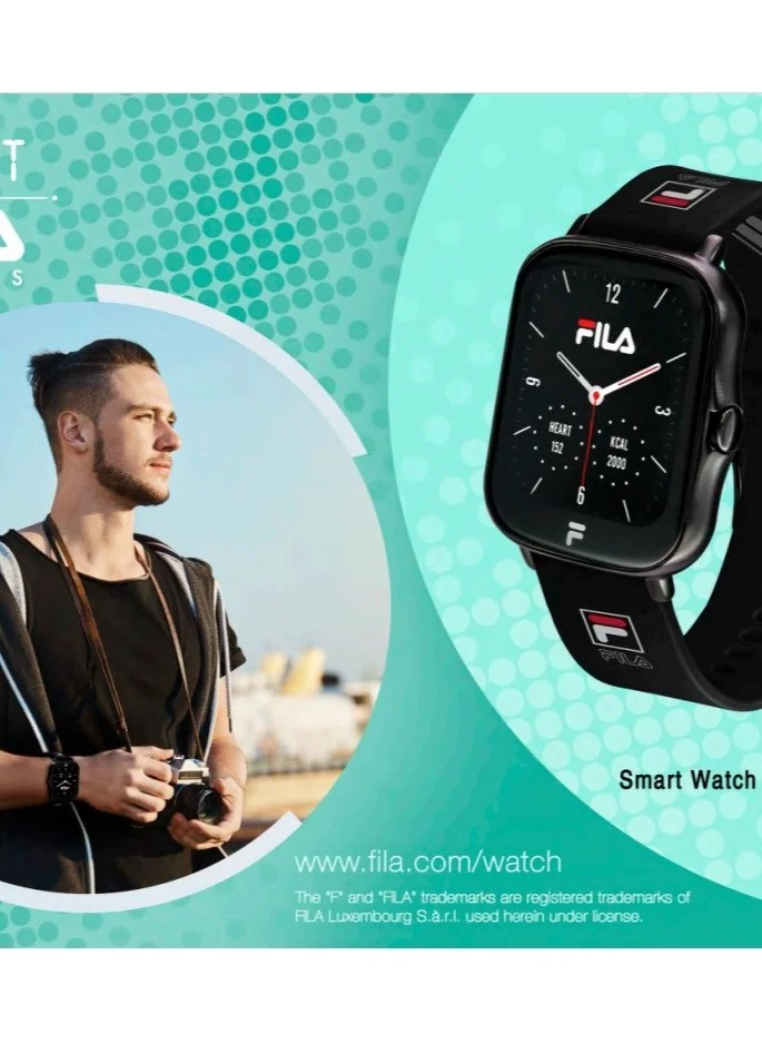 FILA Fila Unisex Smart watch With Black Silicone Strap, SW/24B, size 45mm