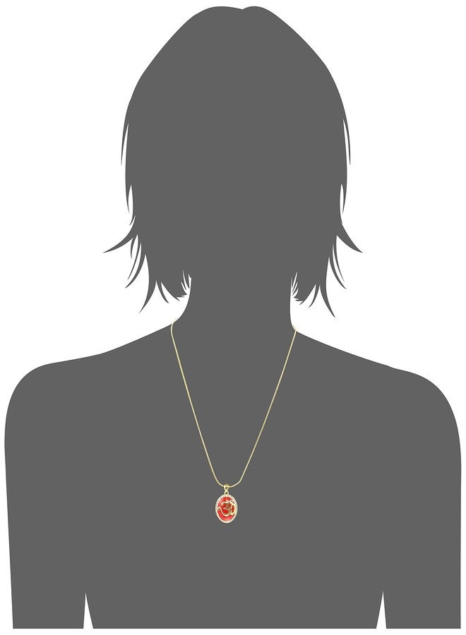 Estele 24kt Gold Plated Divine Red Enamelled Om Pendant with Complimentary Chain, One Size, 832 Pendant - Image 4