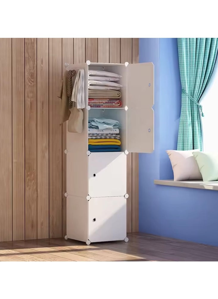 4 Door Durable Storage Rack White Stable Structure Plastic Storage Cabinet