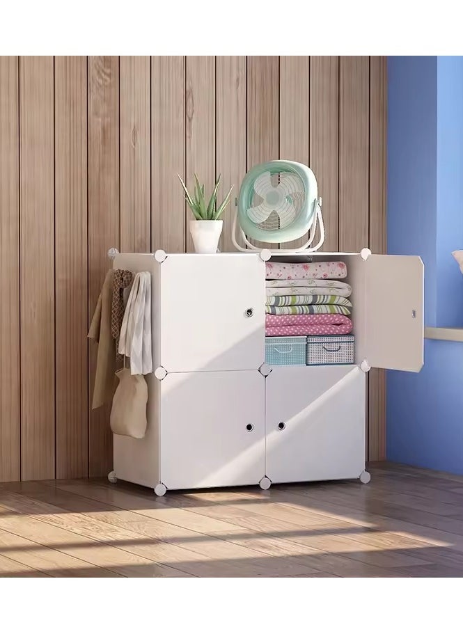 4 Door Durable Storage Rack White Stable Structure Plastic Storage Cabinet