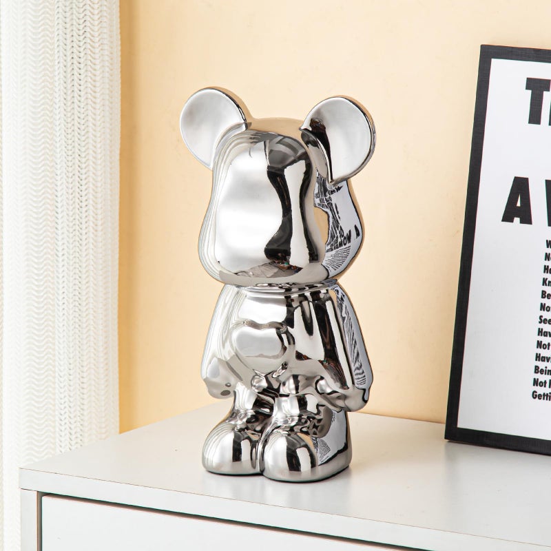 Yundu Ceramic Piggy Bank for Kids and Adults  Coin Bank for Girls and Boys  Silver Love Bear Decoration  Modern Dcor Hypebeast Room Dcor  Gifts for Birthdays