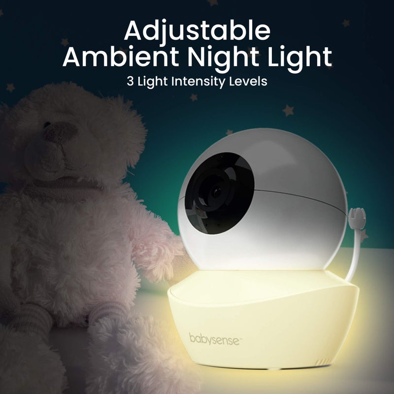 Babysense 5" HD Split-Screen Baby Monitor, Video Baby Monitor with 2 Cameras and Audio, Night Light, 1000ft Range, Two-Way Audio, 4X Zoom, Night Vision, 4000mAh Battery - Image 3