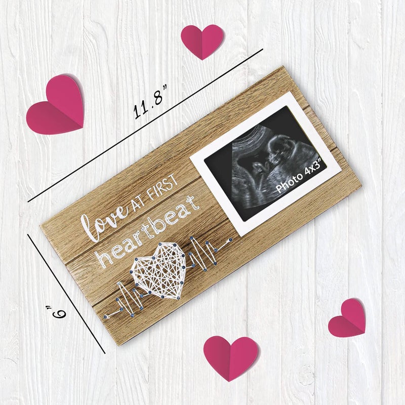 VILIGHT New Mom Gifts - Pregnancy Announcements Baby Gender Reveal Gifts - Love At First Heartbeat Sonogram Picture Frame for Standard 4" x 3" Ultrasound Photo - Image 5