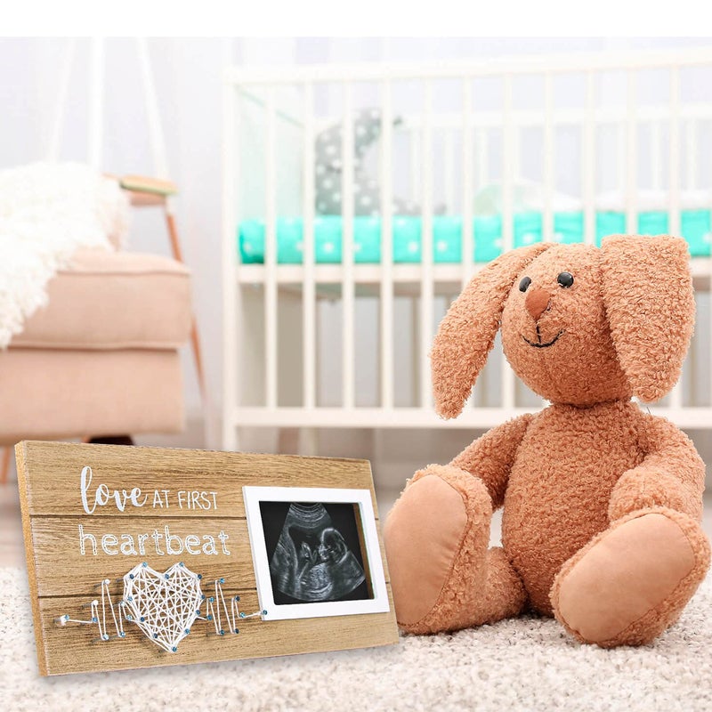 VILIGHT New Mom Gifts - Pregnancy Announcements Baby Gender Reveal Gifts - Love At First Heartbeat Sonogram Picture Frame for Standard 4" x 3" Ultrasound Photo - Image 2
