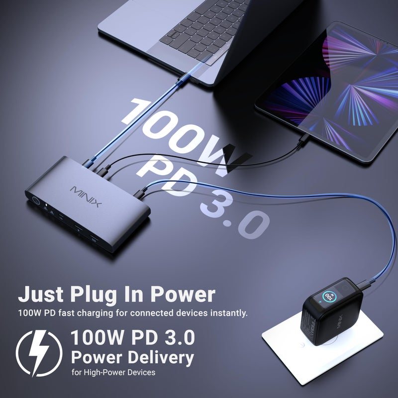 MINIX K1 USB C KVM Switch 1 Monitors 2 Computers, 4K@120Hz HDR, 100W PD 3.0, Dual USB-C Input KVM Switches, Share Keyboard & Mouse, Aluminum Design, Compatible with Windows, Mac, Linux, Android - Image 3