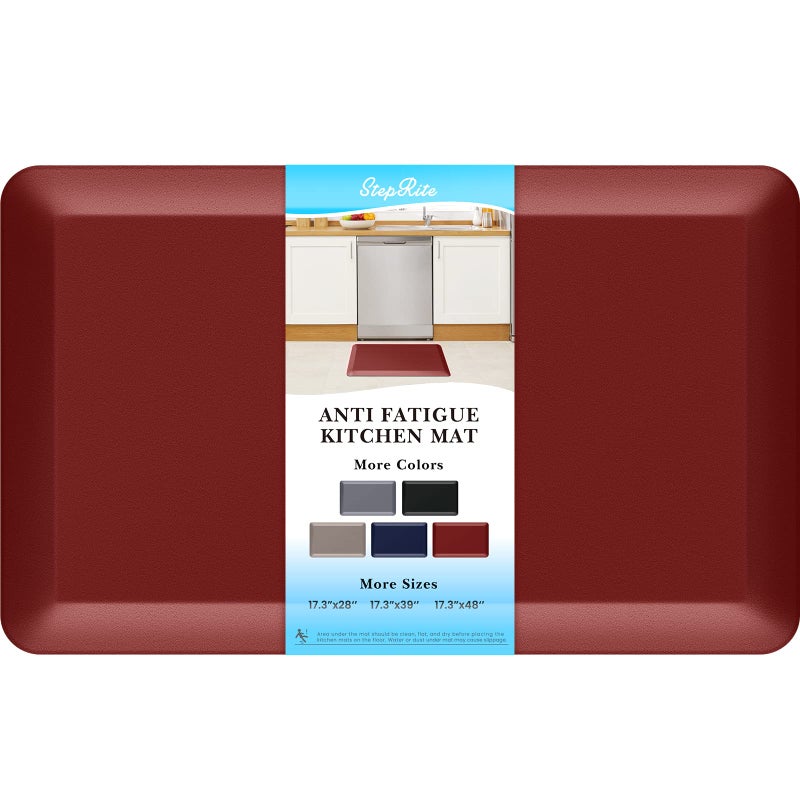 StepRite 45 Inch Thick Kitchen Mat Anti Fatigue Mat Kitchen Rugs Kitchen Decor NonSlip Stain Resistant Waterproof Kitchen Mats Desk Mat for Kitchen Office Workshop Red 17 x 28