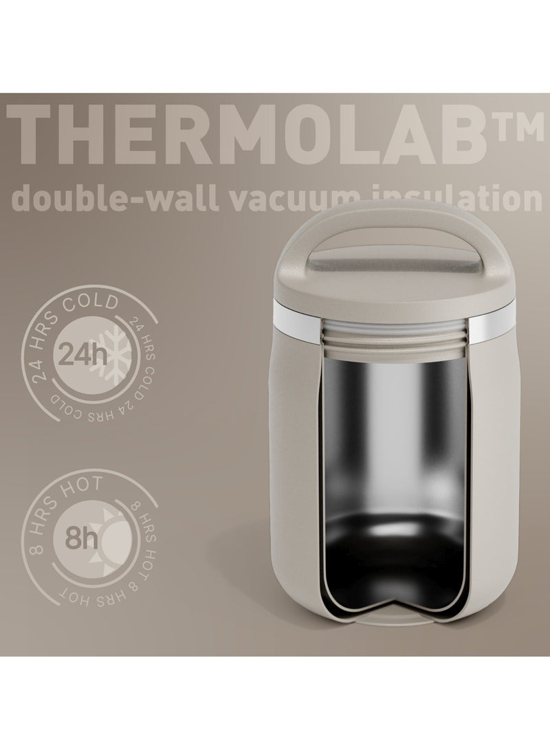 BEOLA 600ml Food Jar Lunch Box Food Thermos Stainless Steel Double Wall Insulated Travel Food Flask with Snack Tritan Container for Kids, Adults, 20oz (Sand Dune)  - Image 3