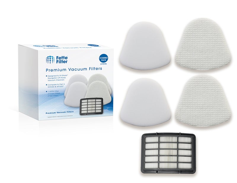 Fette Filter Filters for Shark Vacuum Navigator Liftaway ZU503AMZ NV350 NV351 NV352 NV355 NV356E NV357 NV360 NV370 NV391 UV440 UV490 UV500 UV540 UV541 UV550 Part XFF350 XHF350