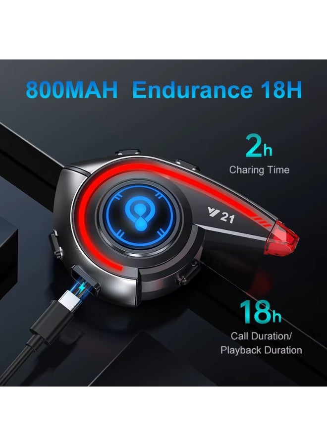 Accessomart Helmet Bluetooth Headset Y21 — Bluetooth 5.4, IPX6 Waterproof, 18H Playtime, FM Radio, Type-C - Image 5