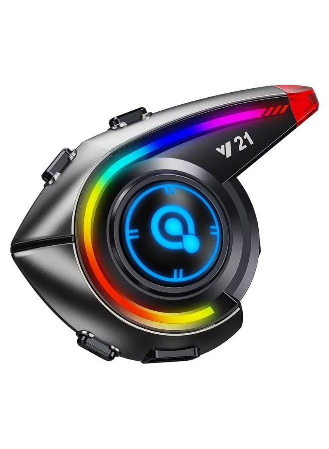 Accessomart Helmet Bluetooth Headset Y21 — Bluetooth 5.4, IPX6 Waterproof, 18H Playtime, FM Radio, Type-C - Image 1