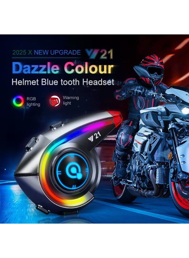 Accessomart Helmet Bluetooth Headset Y21 — Bluetooth 5.4, IPX6 Waterproof, 18H Playtime, FM Radio, Type-C - Image 3