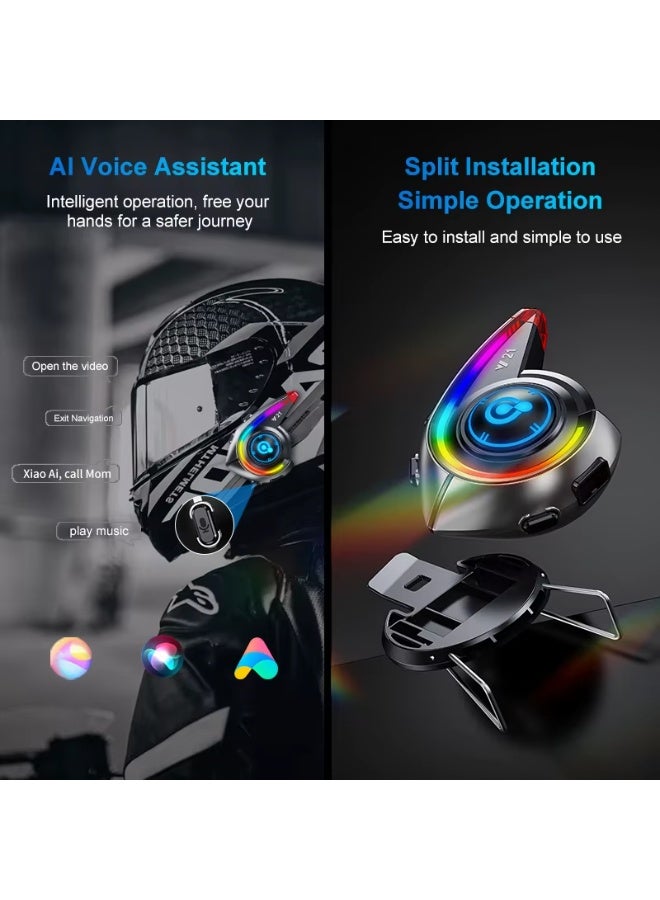 Accessomart Helmet Bluetooth Headset Y21 — Bluetooth 5.4, IPX6 Waterproof, 18H Playtime, FM Radio, Type-C - Image 2