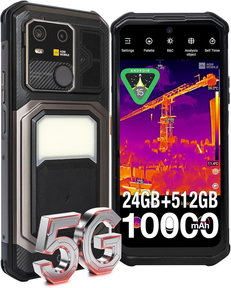 AGM G3 Pro Rugged Android 15 Smartphone 25fps Thermal Camera 512x384, 12GB + 512GB, 5G Unlocked, 6.72" FHD Display, MTK 7300, Fast Wireless Charging, 10000mAh, Camping Flashlight/116dB Speaker - Image 1