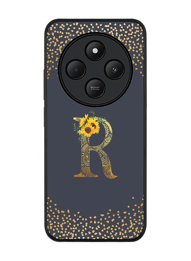 Stylizedd For Xiaomi Poco C75 Case,Slim fit Camera Protection, Shockproof Thin Phone cover - Custom Floral Monogram - R (Grey ) - Image 1