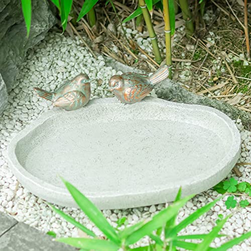 MUMTOP Bird Baths for Outdoors, Outdoor Garden Bird Bath Resin Birdbath Bowl with Vintage Bird Ornament for Outside Yard Table Decor - Image 3