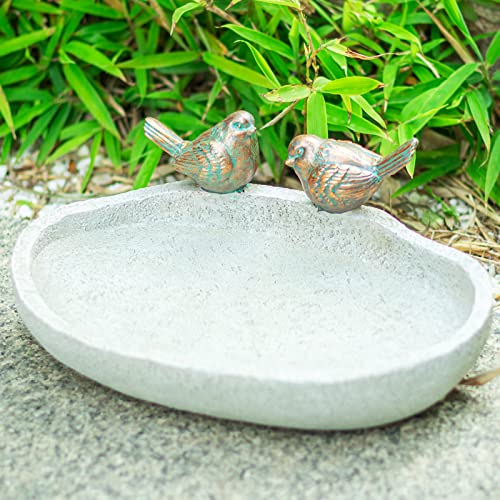 MUMTOP Bird Baths for Outdoors, Outdoor Garden Bird Bath Resin Birdbath Bowl with Vintage Bird Ornament for Outside Yard Table Decor - Image 1