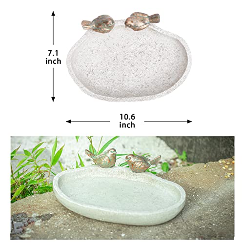 MUMTOP Bird Baths for Outdoors, Outdoor Garden Bird Bath Resin Birdbath Bowl with Vintage Bird Ornament for Outside Yard Table Decor - Image 4