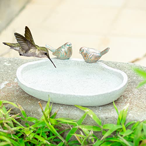 MUMTOP Bird Baths for Outdoors, Outdoor Garden Bird Bath Resin Birdbath Bowl with Vintage Bird Ornament for Outside Yard Table Decor - Image 2