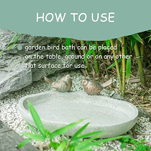 MUMTOP Bird Baths for Outdoors, Outdoor Garden Bird Bath Resin Birdbath Bowl with Vintage Bird Ornament for Outside Yard Table Decor - Image 5