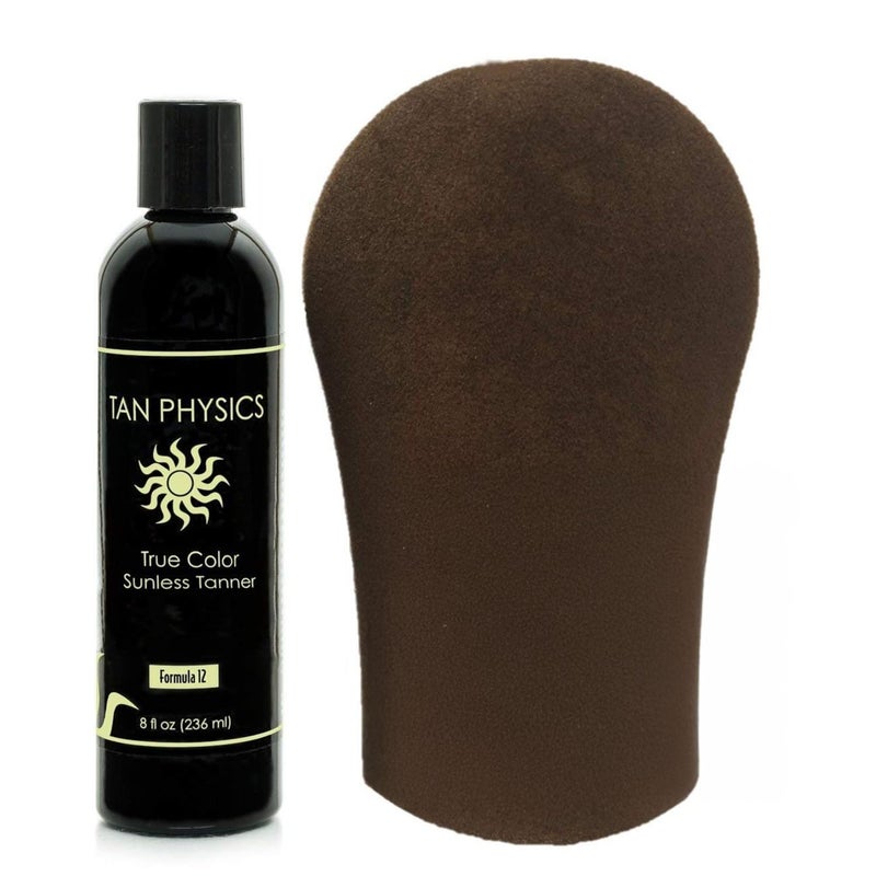 Tan Physics Sunless Tanner 8oz with Tanning Mitt  Self Tanning Lotion  Instant Tan Lotion for Face  Body  Natural Self Tanner for a StreakFree LongLasting Glow