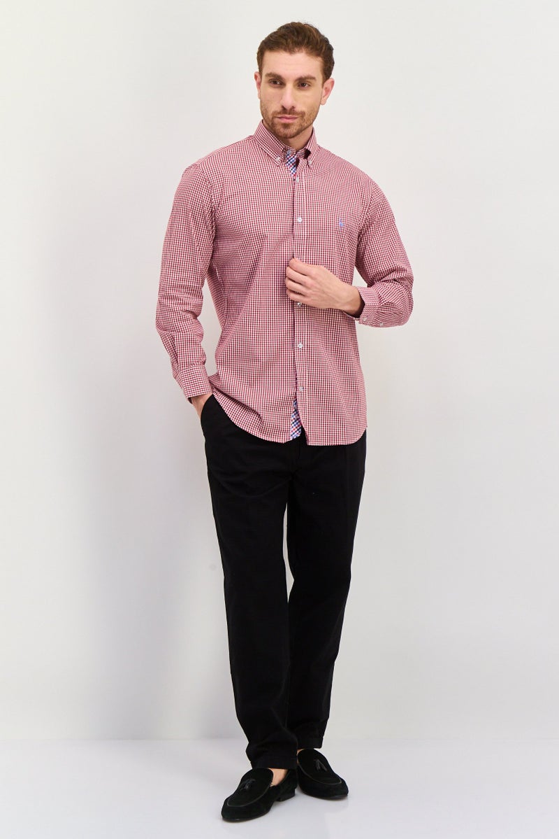Tailorbyrd Men Regular Fit Long Sleeve Gingham Print Casual Shirt, Red  - Image 2