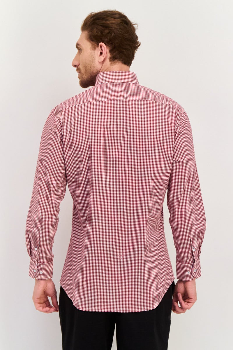 Tailorbyrd Men Regular Fit Long Sleeve Gingham Print Casual Shirt, Red  - Image 4