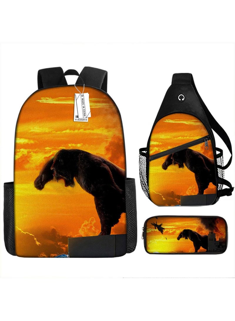 general طقم حقيبة ظهر ثلاثي القطع من غودزيلا ضد كونغ بتقنية الطباعة ثلاثية الأبعاد - Image 1