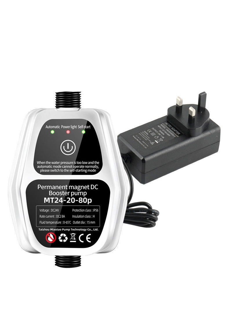 Furtey Automatic Water Pressure Booster Pump, 80Pa Automatic Booster Pump Shower Booster Recirculating Pump DC Pressure Switch for Home Bathroom Kitchen Laundry(UK) - Image 1