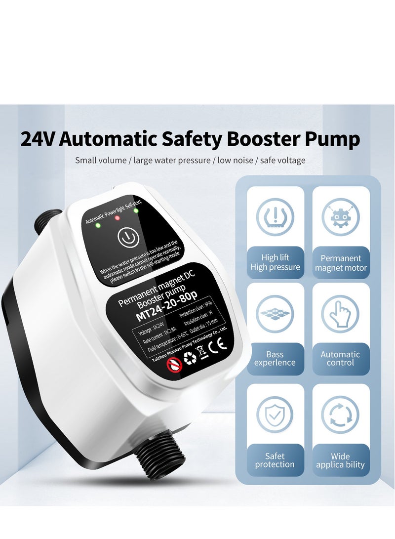 Furtey Automatic Water Pressure Booster Pump, 80Pa Automatic Booster Pump Shower Booster Recirculating Pump DC Pressure Switch for Home Bathroom Kitchen Laundry(UK) - Image 2