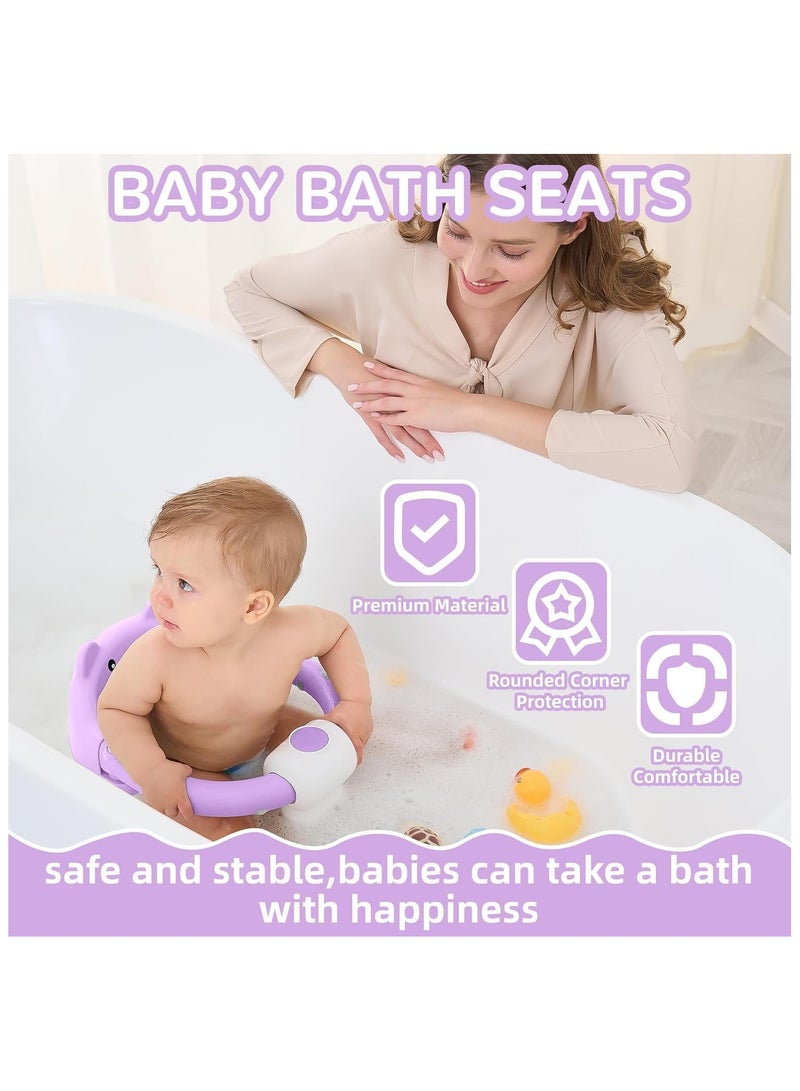NANAO كرسي استحمام للأطفال من 6 أشهر وما فوق، كرسي حوض استحمام غير قابل للانزلاق للمواليد، مقعد حوض استحمام للأطفال، كرسي استحمام للأطفال، مقعد حوض استحمام للجلوس مع أكواب شفط، وسادة ناعمة للاستحمام، بنفسجي - Image 5