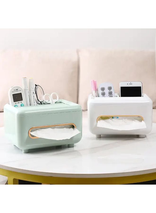 Minimalist Light Green Tissue Box Organizer With Remote Storage Open Top Design For Living Room Bathroom Office - Image 3