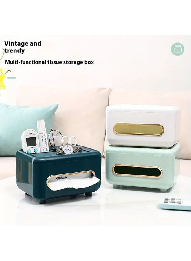 Minimalist Light Green Tissue Box Organizer With Remote Storage Open Top Design For Living Room Bathroom Office - Image 2