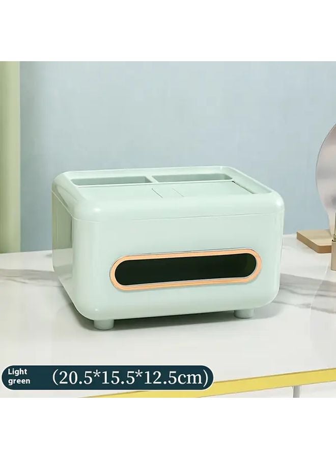 Minimalist Light Green Tissue Box Organizer With Remote Storage Open Top Design For Living Room Bathroom Office - Image 1