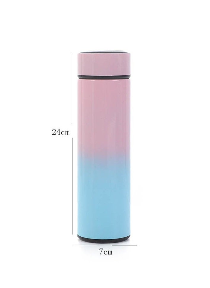 Manvik Gradient Smart flask Bottle | Coffee Thermos | Tea Infuser Coffee Bottle 17oz/500ml LED Display Double Walled Stainless Steel Vacuum Insulated Sports Travel Mug (Light Blue on Top & Pink on Bottom)  - Image 2