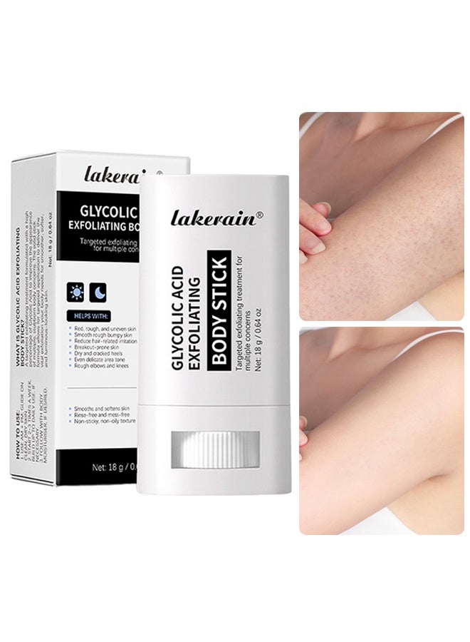 lakerain Glycolic Acid Exfoliating Body Stick, Multiple Concerns, One Targeted Solution, Delivers Deep, Effective Exfoliation, Fragrance Free, Suitable For All Skin Types 18g - Image 1