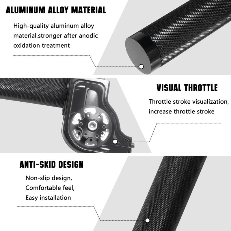 JXPANG Motorcycle Throttle Grip 7/8" 22mm CNC Aluminum Quick Twister with Throttle Cable for KLX CR CRF EXC XR CRF50 CRF230 50 70 110 125 230 250 Dirt Pit Bike Motocross Motorbike Quad ATV (Black) - Image 2