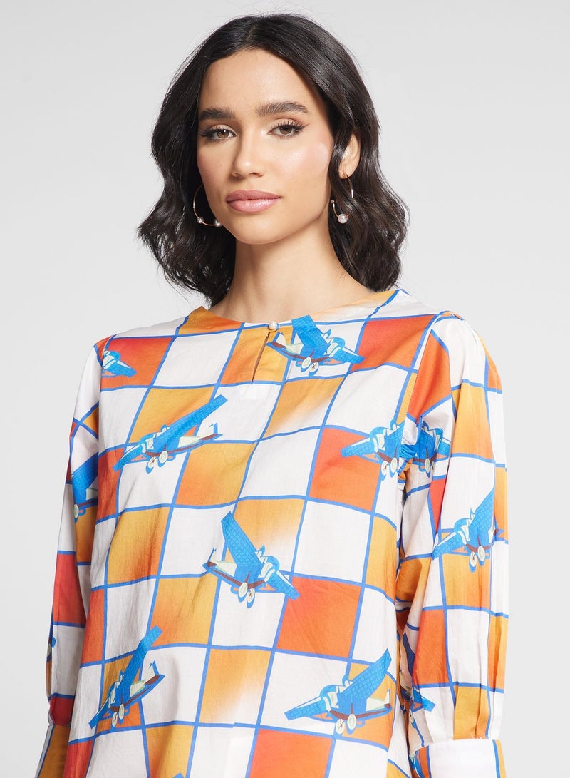 Nishat Linen Checkered Airplane Dress  - Image 3