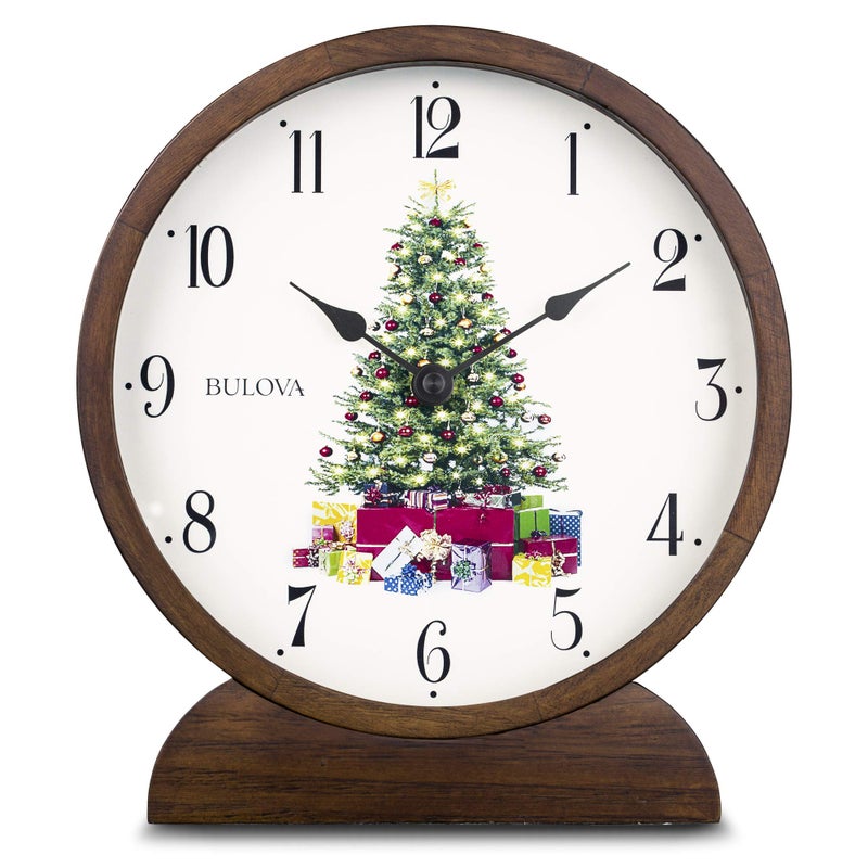 Bulova Bulova B1866 Holiday Sounds Mantel Clock Walnut Stain 95 x 85 x 2 inches 