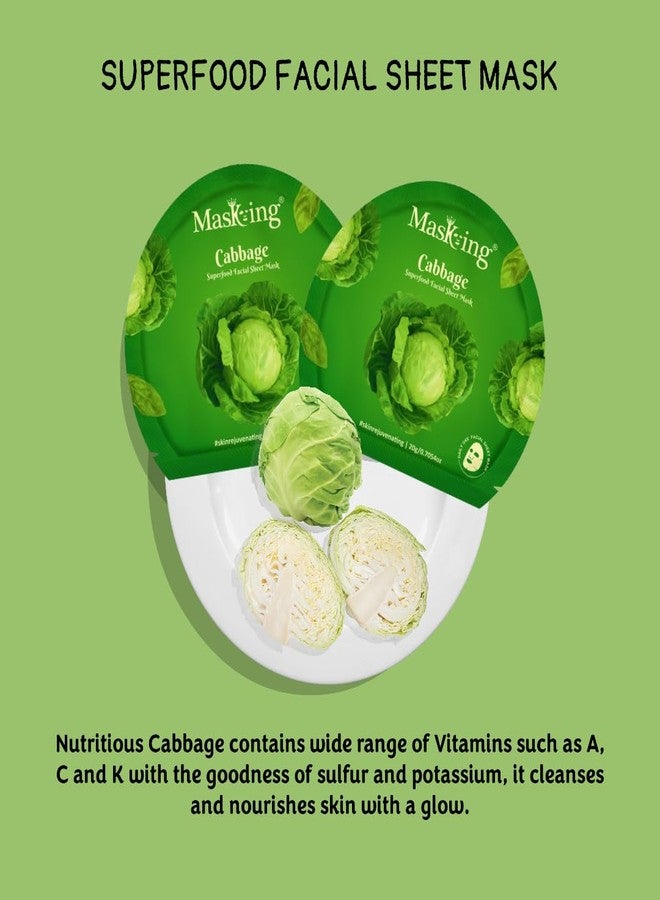 ماسكنغ قناع الوجه الورقي من ماسكينج سوبرفوود بالملفوف | تفتيح وترطيب وتوازن البشرة | للنساء والرجال | لجميع أنواع البشرة | عبوة من 4 قطع - Image 4