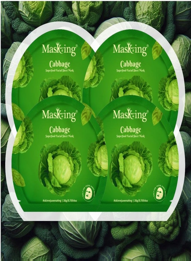 ماسكنغ قناع الوجه الورقي من ماسكينج سوبرفوود بالملفوف | تفتيح وترطيب وتوازن البشرة | للنساء والرجال | لجميع أنواع البشرة | عبوة من 4 قطع - Image 2