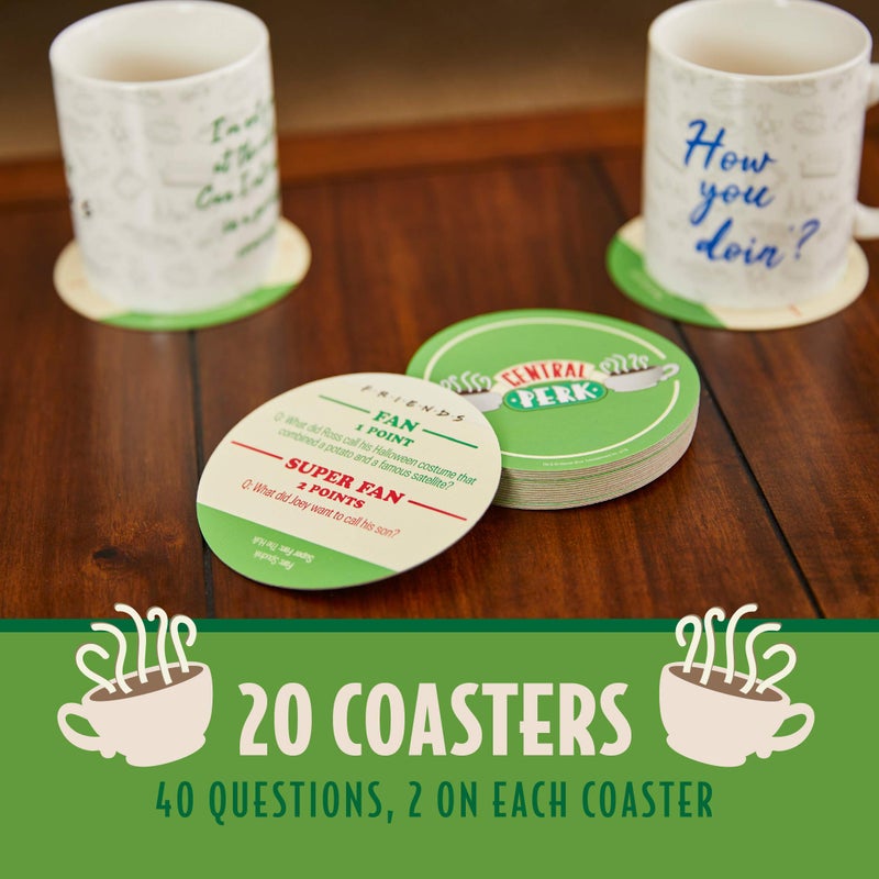 Paladone Friends TV Show Central Perk Trivia Coasters, Set of 20 Drink Coasters with 40 Questions - Image 2