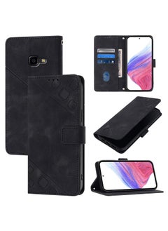 جراب هاتف من الجلد المنقوش لهاتف Samsung Galaxy Xcover 4s (أسود)